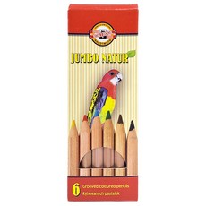 KOH-I-NOOR 六角無漆原木粗桿油性色鉛筆 套裝, 6色, 1盒