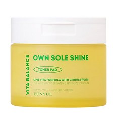 EUNYUL VITA Balance 嫩白爽膚棉，OWN SOLE SHINE，含柑橘成分, 70片, 1罐