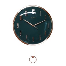 北歐風金屬圓形擺鐘 L號, 深綠色
