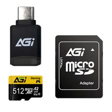 AGi 亞奇雷 microSD 記憶卡組 512GB AGI microSDXC 讀卡機 SD轉接卡 高速傳輸 防水防震, 1組