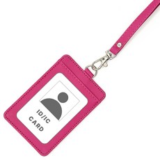 D&O 皮革員工證 出入證 身分證 卡套 掛繩, 1個, 桃紅色