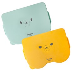 iBYEOL Friends 孩童環保便當盒組, 黃色+薄荷綠, 餐盤 2入