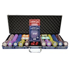 Fun Gamble Monte Carlo Casino Chip 500p + Hold'em JJ Card 2p + Square Chip 隨機送4p + Hard Case Set, 混色