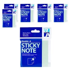 Double A 可再貼便條紙, 76mm x 76mm, 100張, 粉綠色, 6包
