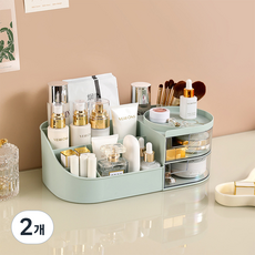 알럽홈 심플 화장대 다용도 정리 미니 수납함, 2개, 그린(L261-0124GM)