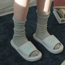 노크노크 3중쿠션 룸 슬리퍼 거실화 면 실내화, 1세트, 블루 리본