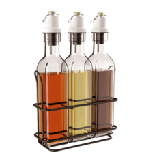 Luminarc 樂美雅 方形油瓶 500ml x 3入 + 金屬架組合, 1套