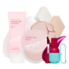 I'm 提亮彩妝3件組 我愛好氣色蜜粉餅+我愛水凝好氣色妝前防護乳+我愛果汁水光染唇釉, 1組, 提亮防曬隔離霜+提亮粉餅+05號口紅 Berry conport+化妝海綿