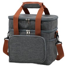 O&LIVING 可折疊軟式保溫保冷野餐保冷袋, 灰色, 12L