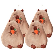 愛北鼻 懸掛式珊瑚絨擦手巾 吃橘卡皮巴拉 加厚 精緻刺繡, 1條, 4條