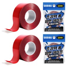 Skora 超強力泡棉雙面膠帶 室內用 透明 2.5cm x 2m, 2個