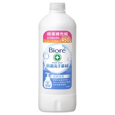Biore 蜜妮 台灣公司貨 抗菌洗手慕絲 補充瓶 自然清香, 450ml, 1瓶