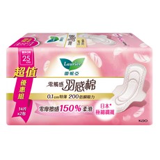 Laurier 蕾妮亞 台灣公司貨 零觸感特薄羽感衛生棉 量多日用加長型, 25cm, 28片, 1組