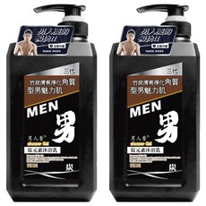 MEN 男人香 三代炭元素沐浴乳, 1L, 2瓶