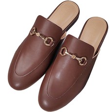 環扣簡約平底穆勒鞋, 棕色, 235
