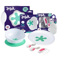 doddL 秒拾餐具7件組 豪華大全配 人體工學兒童學習餐具3件組, 草莓紅, 1組, 飛碟餐盤 + 攜帶盒 + 吸盤餐碗