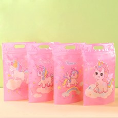 미미파티 감성 귀여운 구디백 손잡이 지퍼백 포장 봉투, 핑크 유니콘, 50개