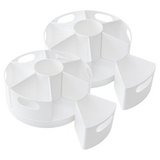 Living Mango 桌面整理盒 旋轉筆筒, 白色, 2個