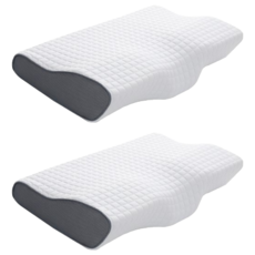 DON HOME 涼感釋壓記憶枕 側睡完美支撐 慢回彈, 蝶型, 2個, 34x60±3cm