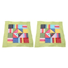 Hayul Workshop 亞麻傳統 Jogakbo 方形桌布 綠色 綠色, 2個