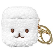 Timo 超Q捲捲毛刺繡耳機保護套 AirPods 1/2代 白色, 1個