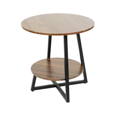 FAmILyLIFE 生活 木冶山居 Carmel工業風雙層圓形茶几 WO-017 60cm 6.3kg, 胡桃木