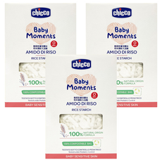 Chicco 敏弱肌寶貝嬰兒稻米澱粉入浴劑, 100%天然來源配方, 生物分解可回收包裝, 義大利品牌, 250g, 3盒