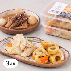 남도애꽃 키즈쑥쑥반찬 구운어묵볶음 120g + 닭가슴살 양배추볶음 150g + 소고기 메추리알 장조림 150g 세트, 3세트