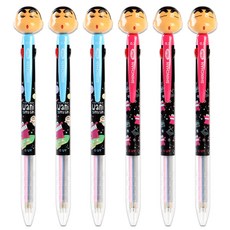 짱구 마스코트 3색볼펜 0.7mm 6p 세트, 혼합 색상, 1세트