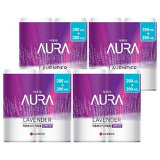 아우라 자동분사 방향제 리필 2개입, 560ml, 4개, 라벤더향