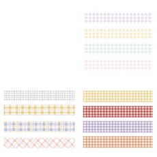 格紋圖案彩色紙膠帶 20mm x 2m 4入組, 3套, 16 棉花,鹽之花,色彩標記