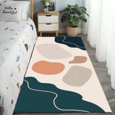 喬木居家 北歐風幾何臥室地毯 水晶絨, 160 x 60cm, 極簡山川