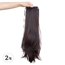 鬧事姊妹 半頂假髮 半波浪馬尾綁帶接髮, 深棕色, 2個