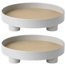 沐慕家居 多用途收納托盤 直徑30 x 7.2公分, 灰色, 2個