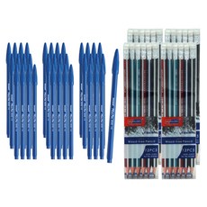 monAmi Plus Pen 3000 12入 x 3組 + Sky Glory 三角橡皮擦鉛筆 12支組, 藍色, 4套