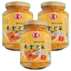 大榮 黃金泡菜, 清香、開胃、爽口, 豐富活性乳酸菌, 360g, 3罐