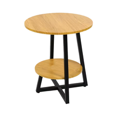 FAmILyLIFE 生活 木冶山居 Carmel工業風雙層圓形茶几 WO-016 50cm 4.6kg, 白橡木