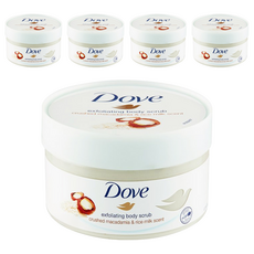 Dove 多芬 身體磨砂膏，澳洲堅果+米奶，溫和去角質, 225g, 5罐