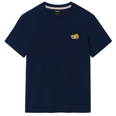 Oxta 中性困赤贊洋刺繡短袖T卹 OTS026, 海軍藍