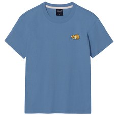 옥스타 남녀공용 통기성 졸린 치즈냥 자수 반팔 티셔츠 OTS026