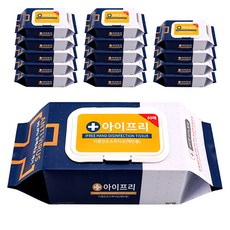 아이프리 더클린 에탄올 손소독티슈 캡형, 80매, 15개