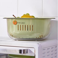 大桔大利創意雙層蔬果瀝水籃, 青檸綠, 小款 25.5 x 22.5 x 10.5cm, 1個