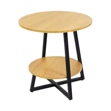 FAmILyLIFE 生活 木冶山居 Carmel工業風雙層圓形茶几 WO-017 60cm 6.3kg, 白橡木