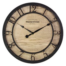 PRESENTIME 木質小屋掛鐘 T10136B62 10吋, 黑棕銅
