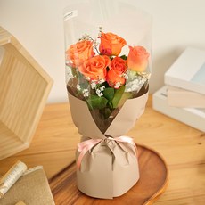 생화 프레시가든 크러시 오렌지 장미 꽃다발, 혼합색상