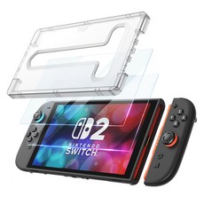 JOYTRON 任天堂 Switch 2 9H鋼化玻璃螢幕保護貼 2入 + 導引器套組, 透明, 1個, SW2-FILM01