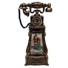 10''led燈音樂飄雪復古電話擺飾, 古銅色