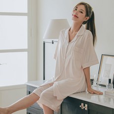 글램공감 여성용 냉감 콜드 냉장고 반팔 카라 잠옷 상하의 세트