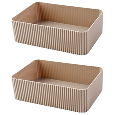 Couselect 日系簡約分隔收納盒 大號, 咖啡色, 2個