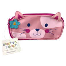 Stephen Joseph 鉛筆袋 尺寸約23cmx10cmx1.5cm 100% 聚酯纖維, 小貓咪 粉紅色, 1個